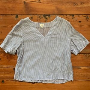 A new day blue and white sheer crop top